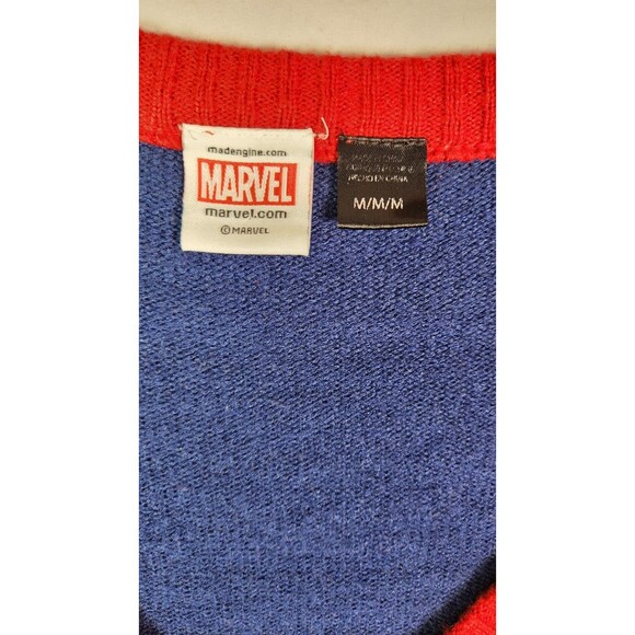 Vintage Marvel Spider-Man Varsity Sweater M – V-Neck Cardigan Jacket - Picture 7 of 9